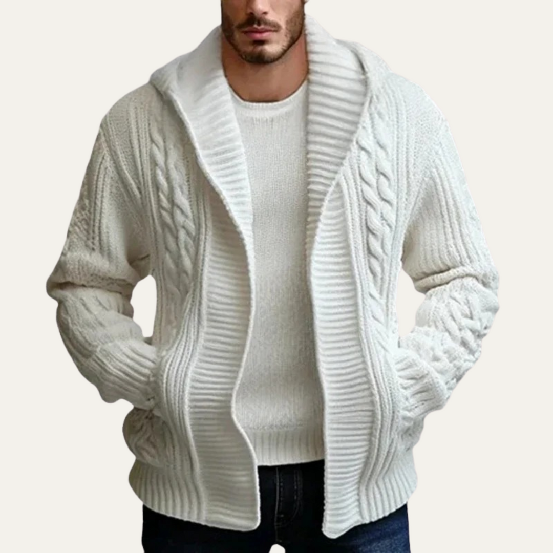 Mens Chunky Cable Knit Cardigan Winter Style