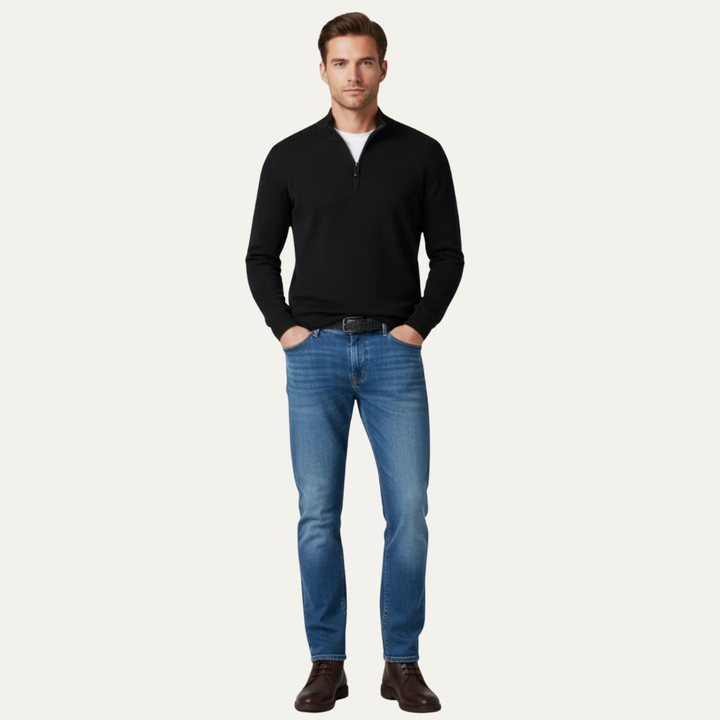 Mens Pullover Fine Gauge Quarter Zip