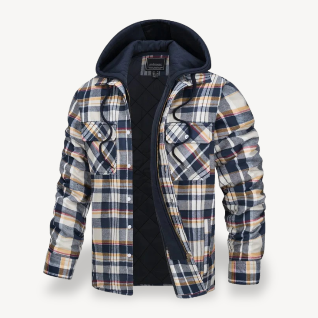 Mens Hooded Jacket Flannel Fabric Relaxed Fit - BritishMode
