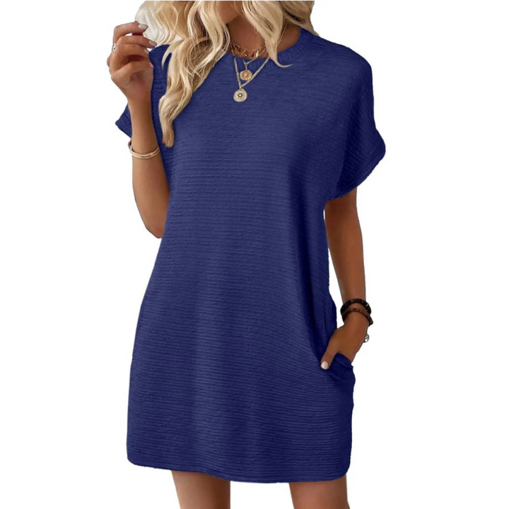 Womens Mini Dress with Short Sleeve and Pockets