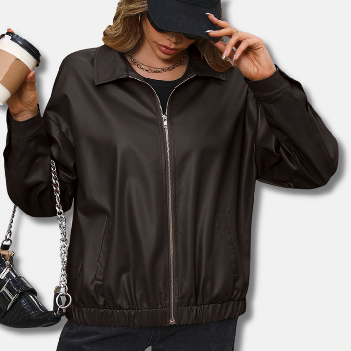 Womens Bomber Jacket Cropped Relaxed Fit