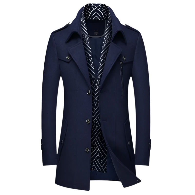 Mens Tailored Coat Wool Blend Slim Fit