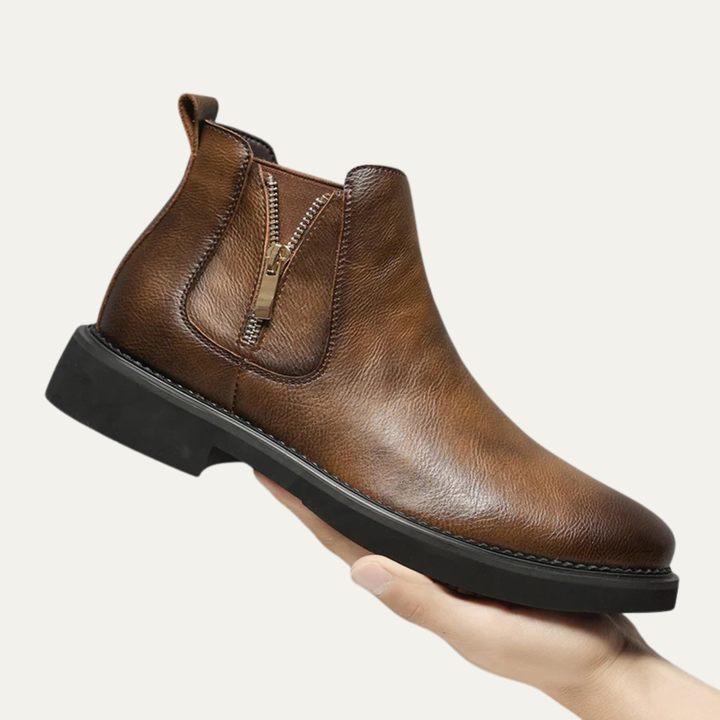Mens Leather Ankle Boots Classic Side Zip
