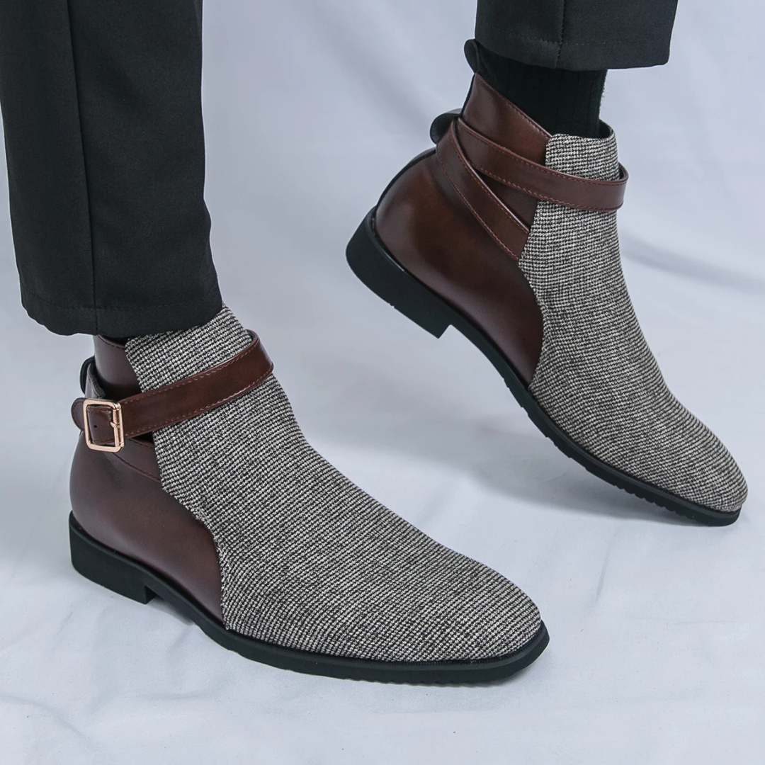 Mens Chelsea Boots Leather Buckle Modern Fit