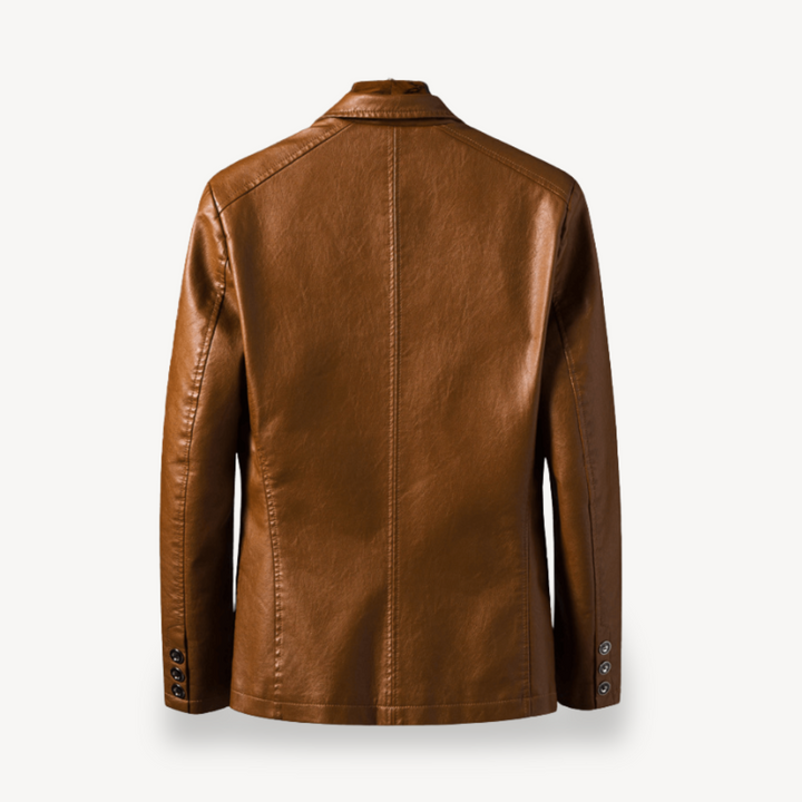 Mens Blazer Jacket Faux Leather Slim Fit