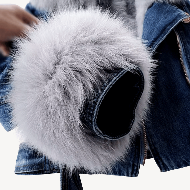 Womens Denim Jacket Faux Fur Lined Regular Fit