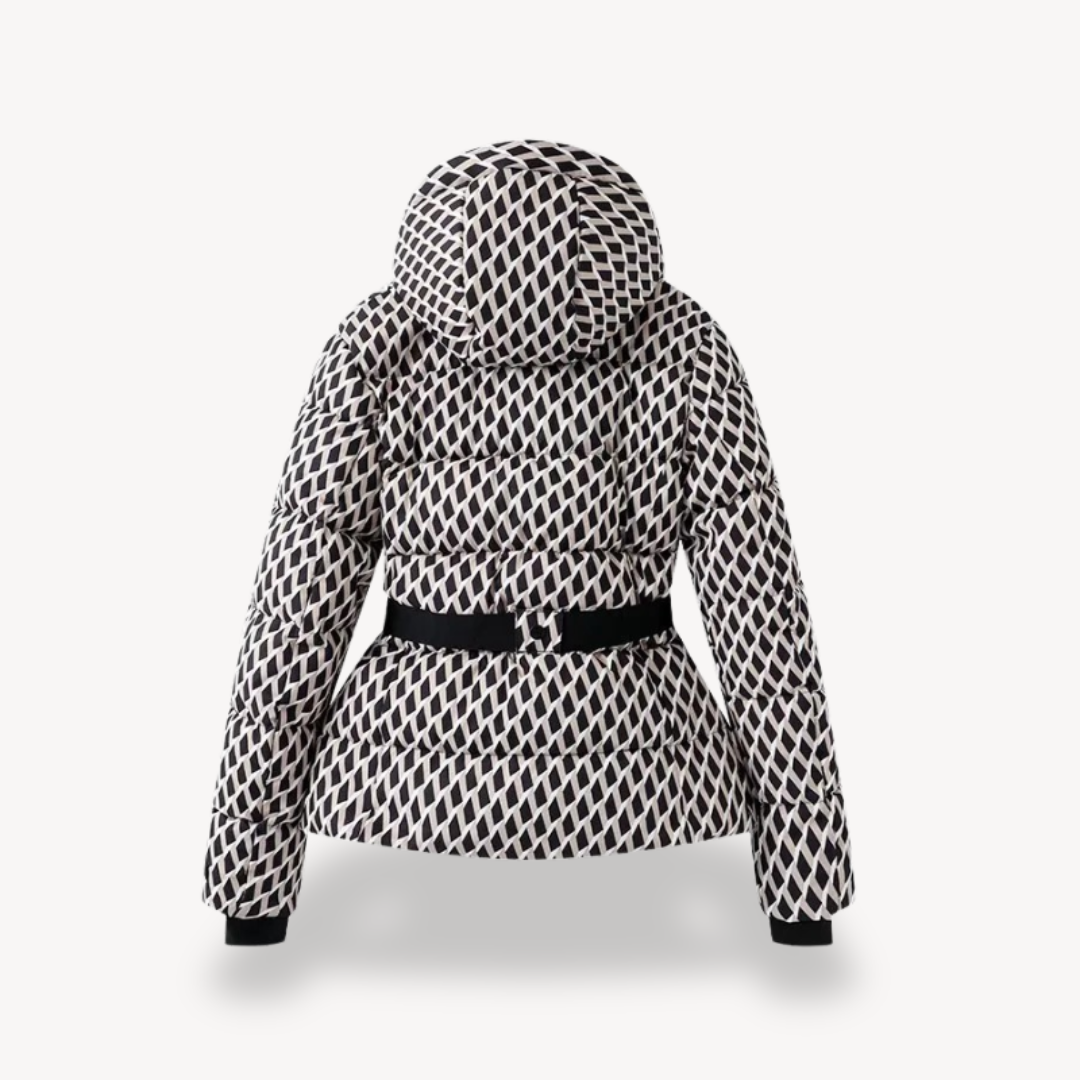 Womens Down Puffer Jacket with Belted Waist