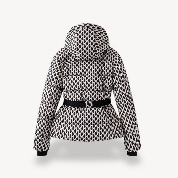 Womens Down Puffer Jacket with Belted Waist