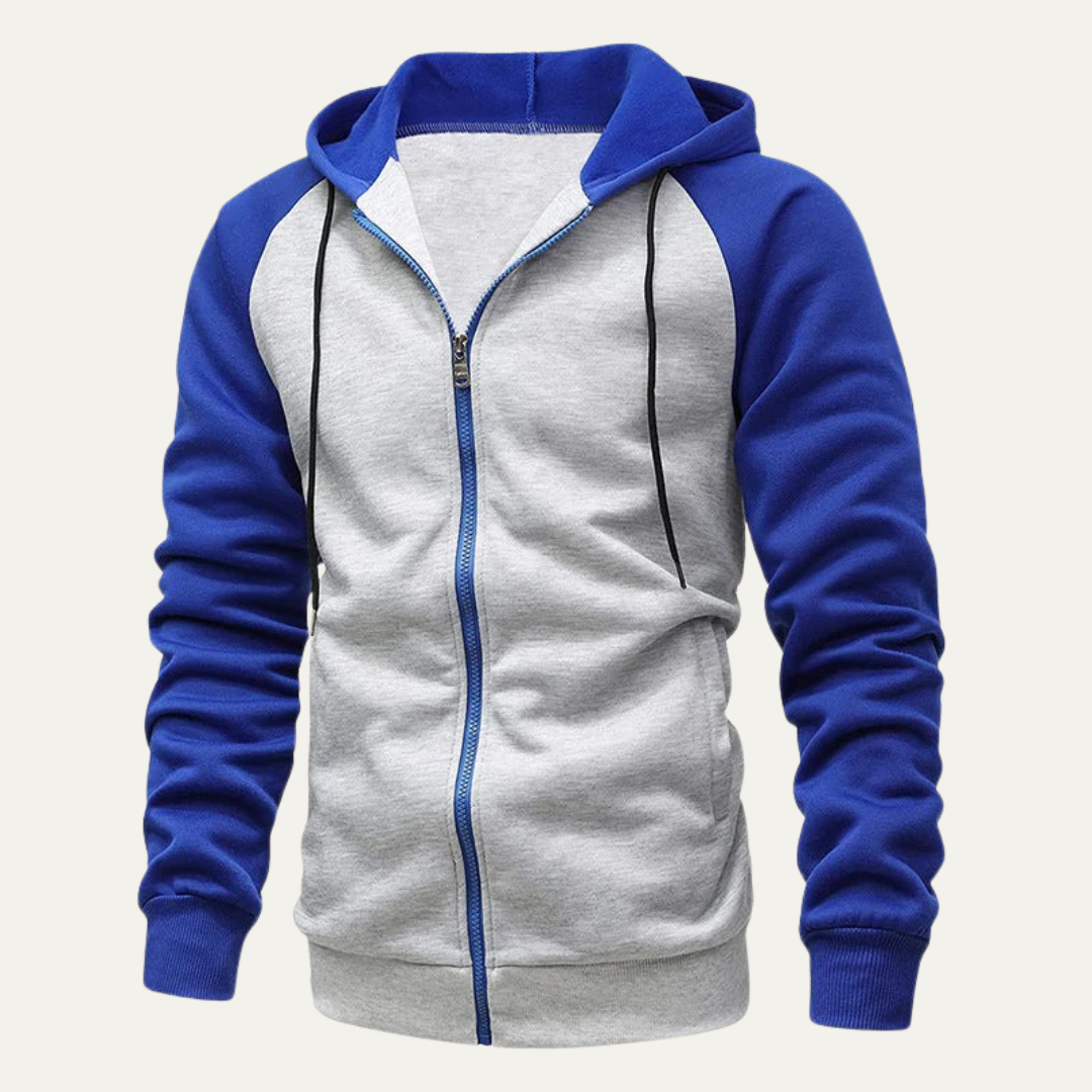 Mens Hoodie Full Zip Raglan Sleeve