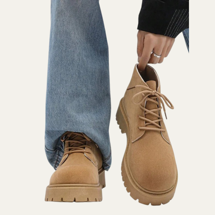 Mens Ankle Boots Lace-Up Lug Sole Classic Style