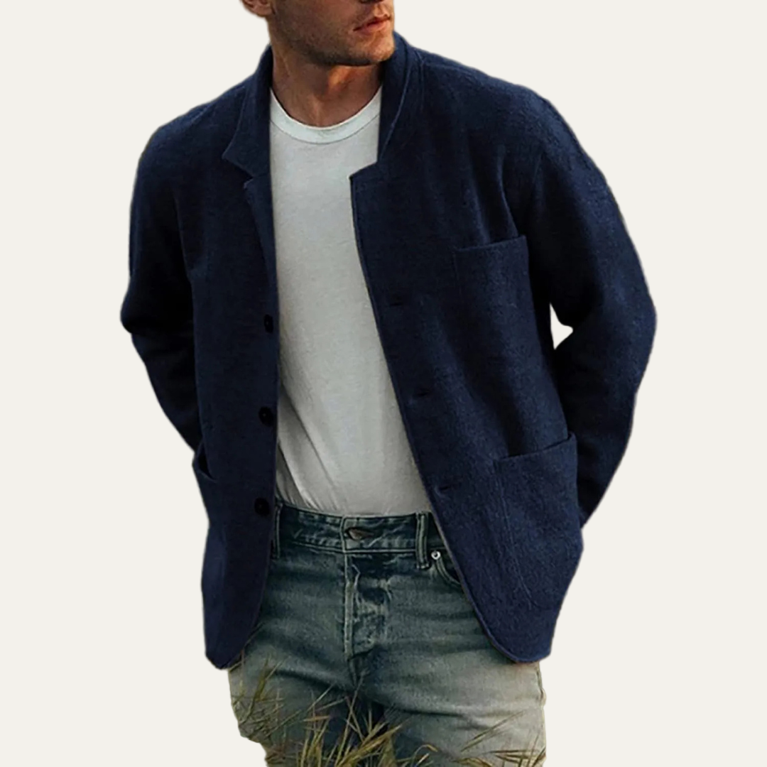 Mens Knit Cardigan Jacket Relaxed Fit Button Front