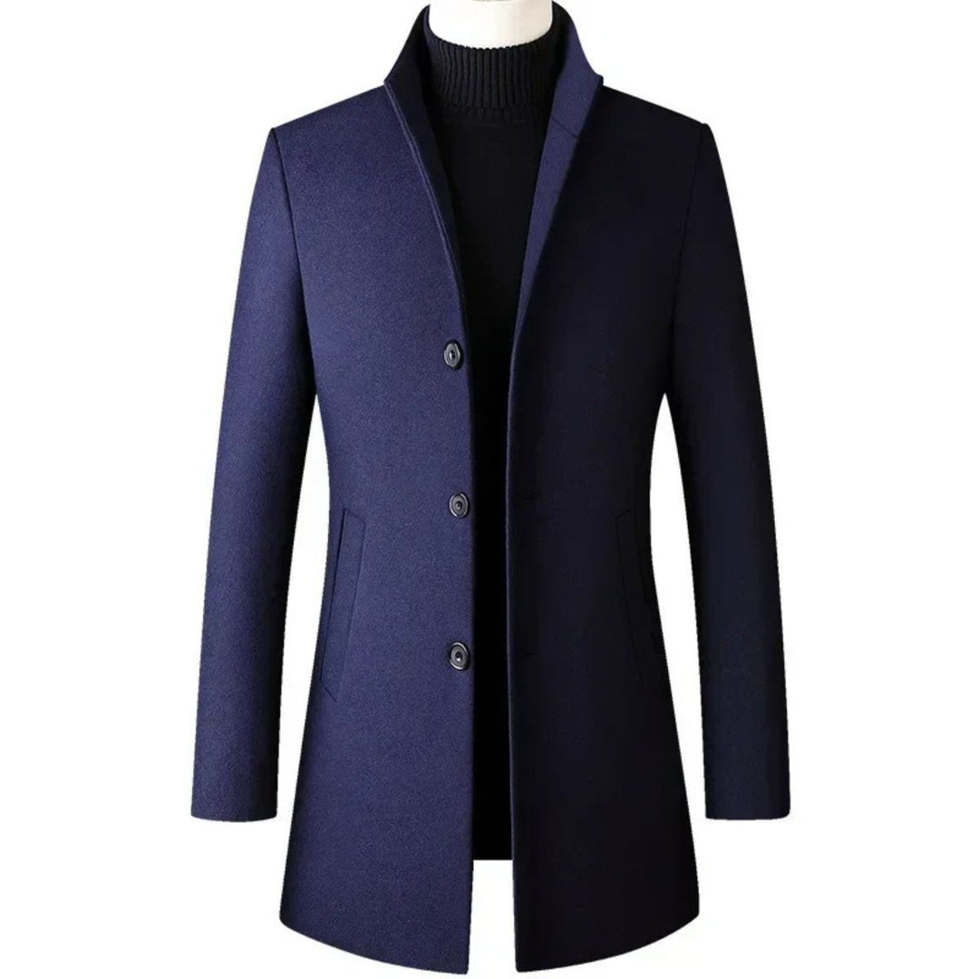 Mens Classic Trench Coat Wool Blend Regular Fit