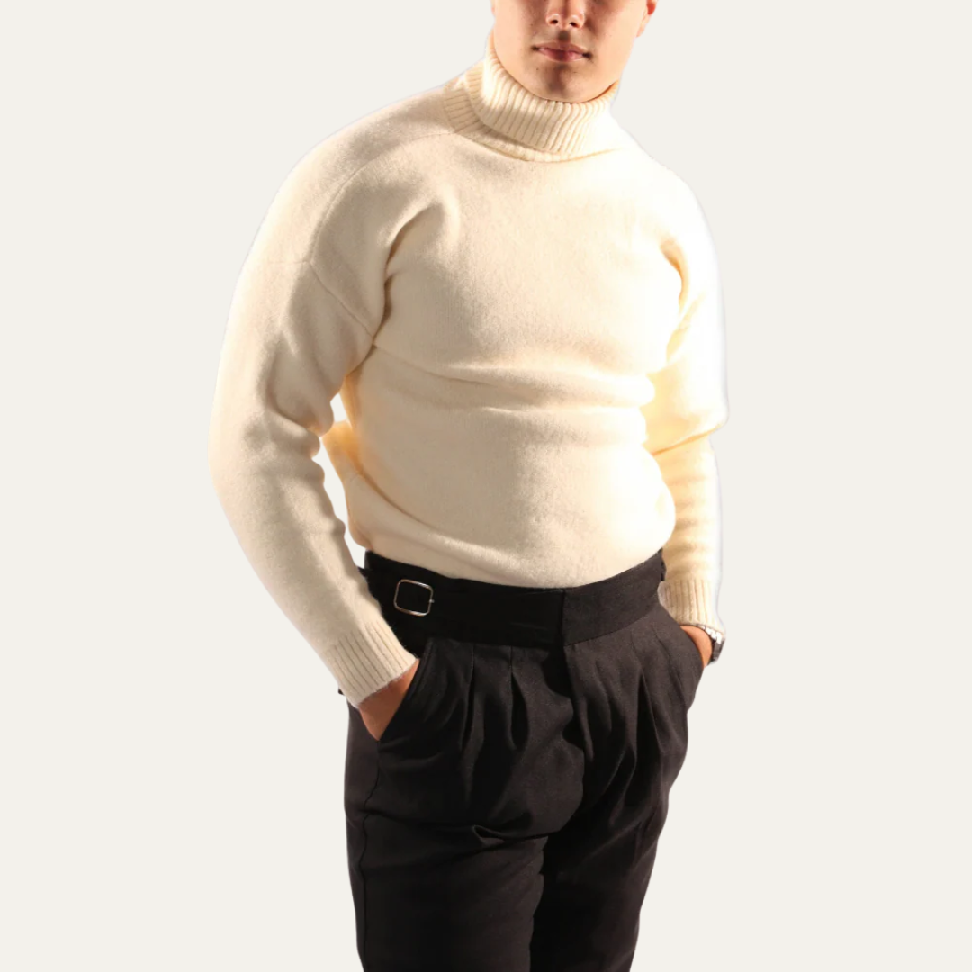 Mens Oversized Turtleneck Sweater Plush Knit