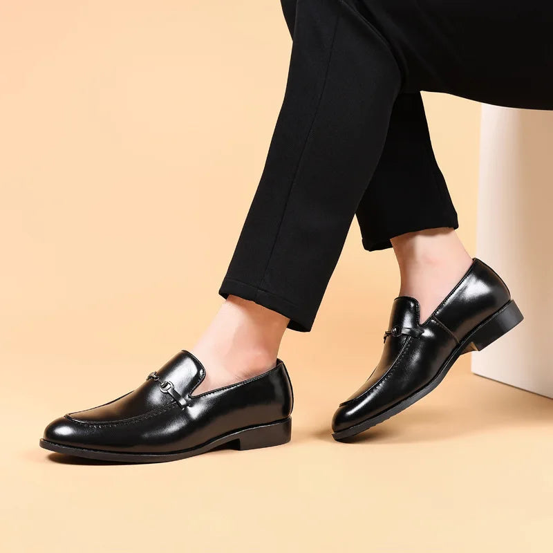 Mens Leather Loafers Slip-On Classic Fit