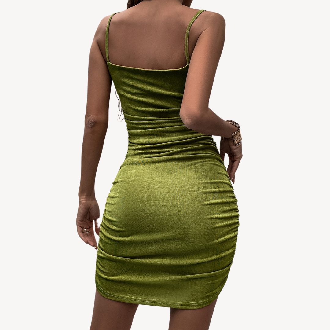 Womens Ruched Bodycon Mini Dress Fitted Style