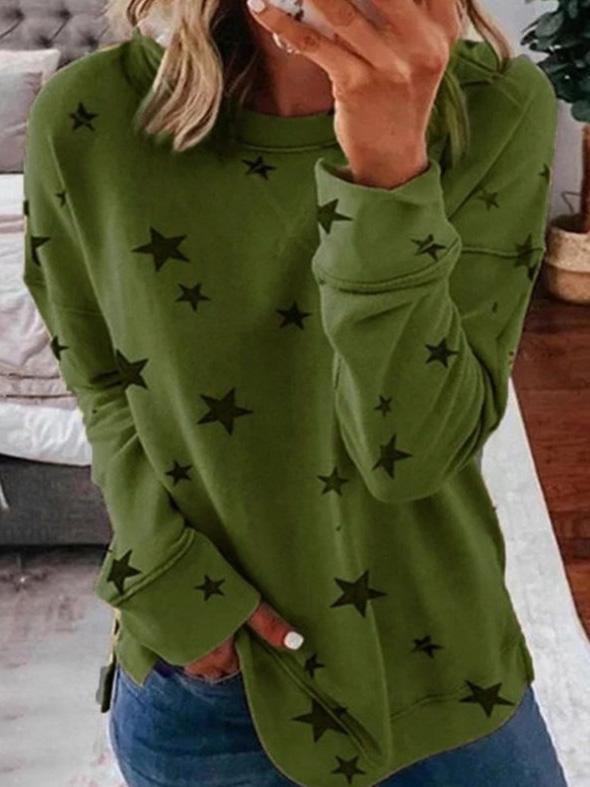 Womens Sweatshirt Star Pattern Cozy Fit