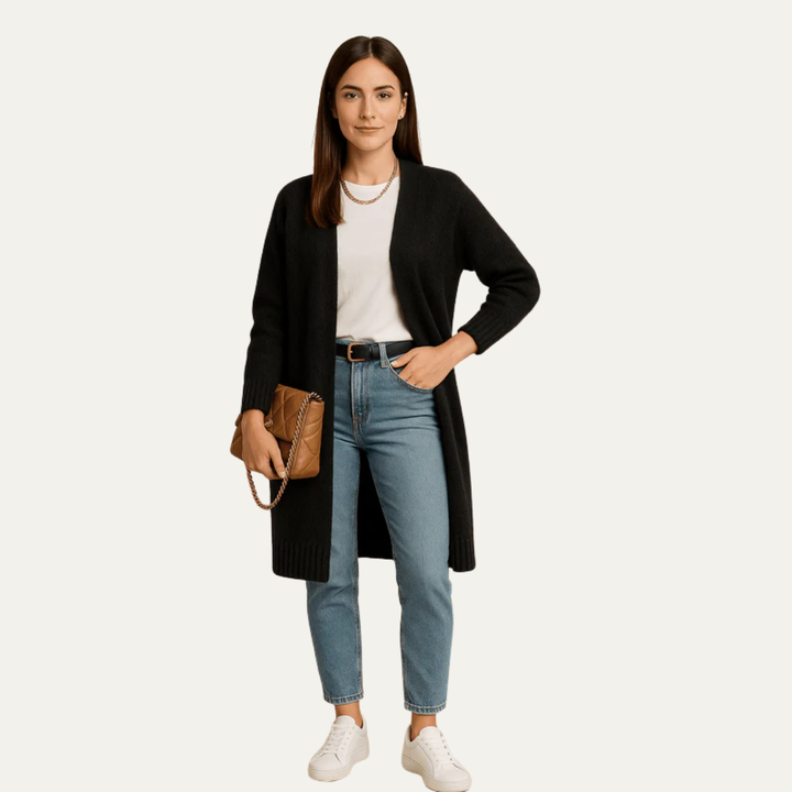 Womens Longline Cardigan Fuzzy Open Front