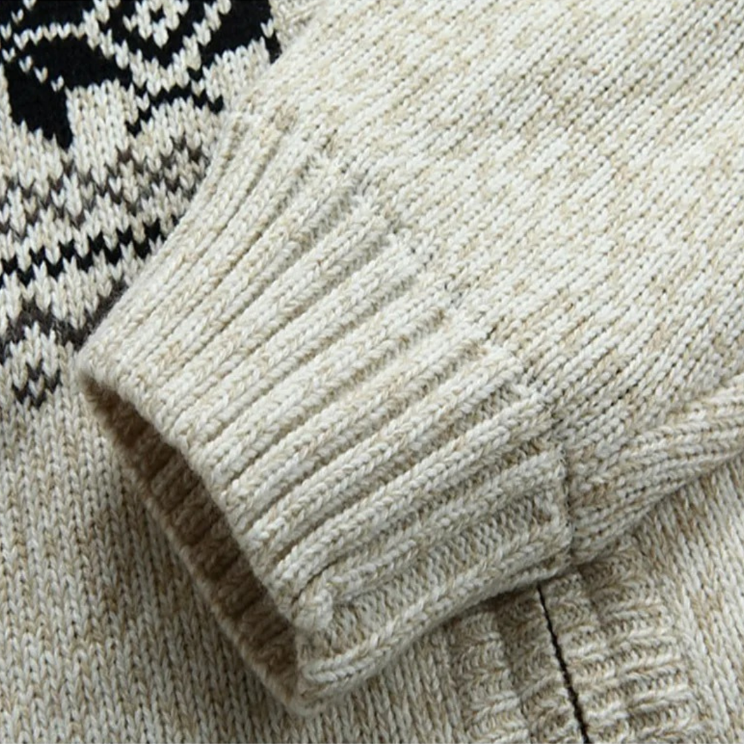 Mens Knit Jacket Zip-Up Hooded Winter Style