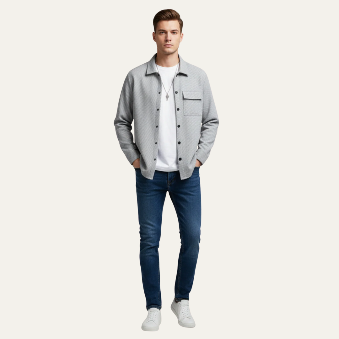 Mens Quilted Shacket Textured Fit