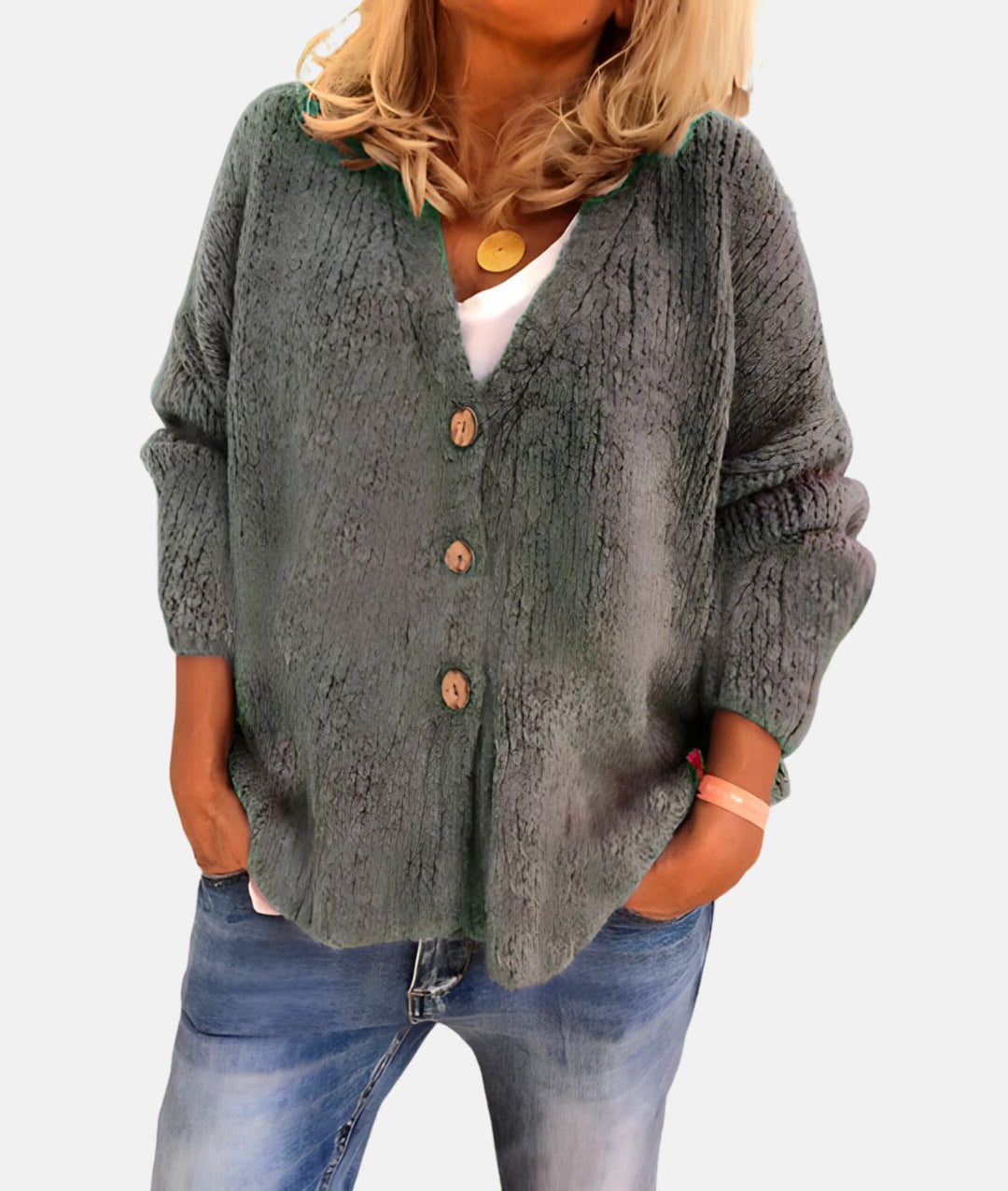 Womens V-Neck Cardigan Knit Everyday Wear