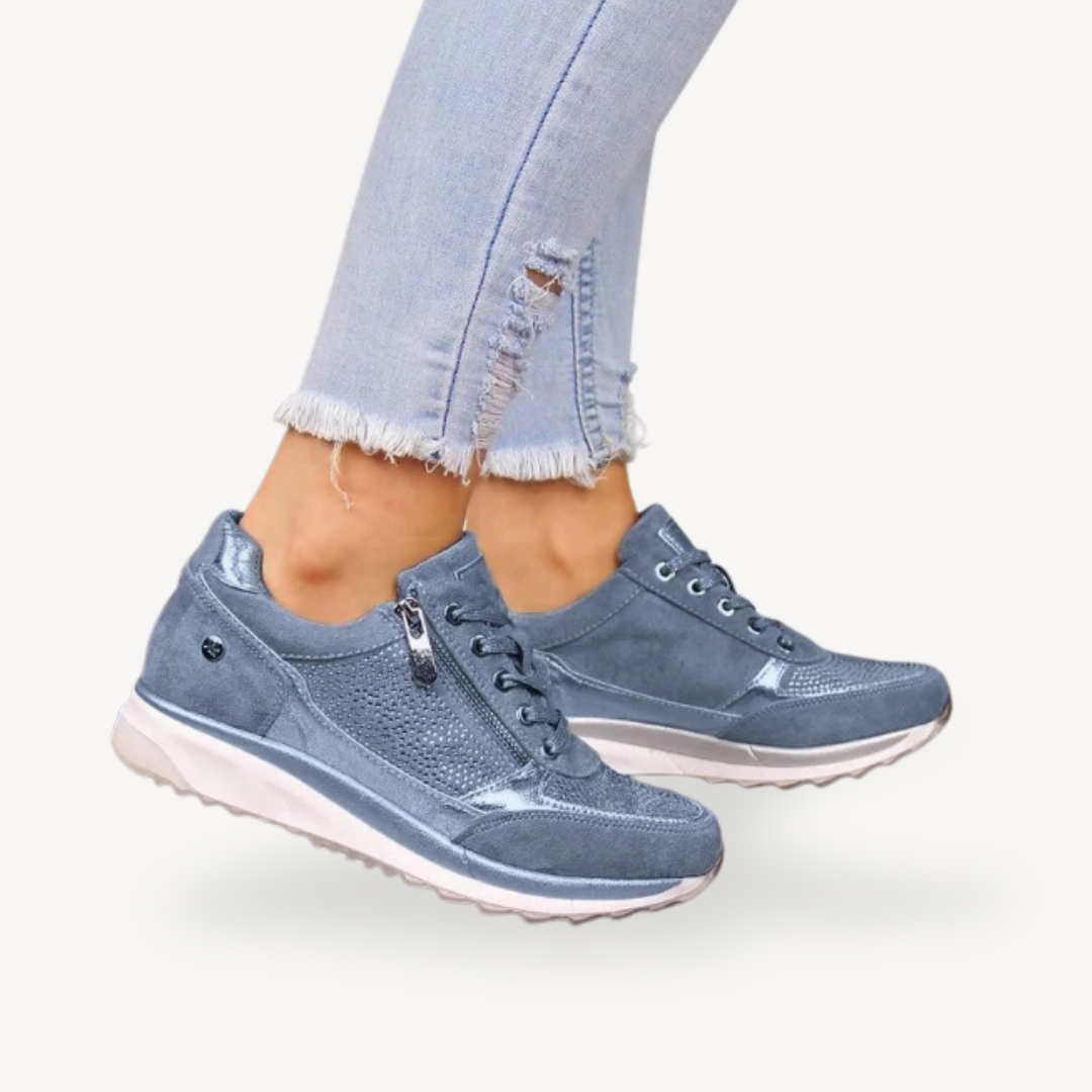 Womens Orthopedic Wedge Sneakers Suede Comfortable Fit - BritishMode