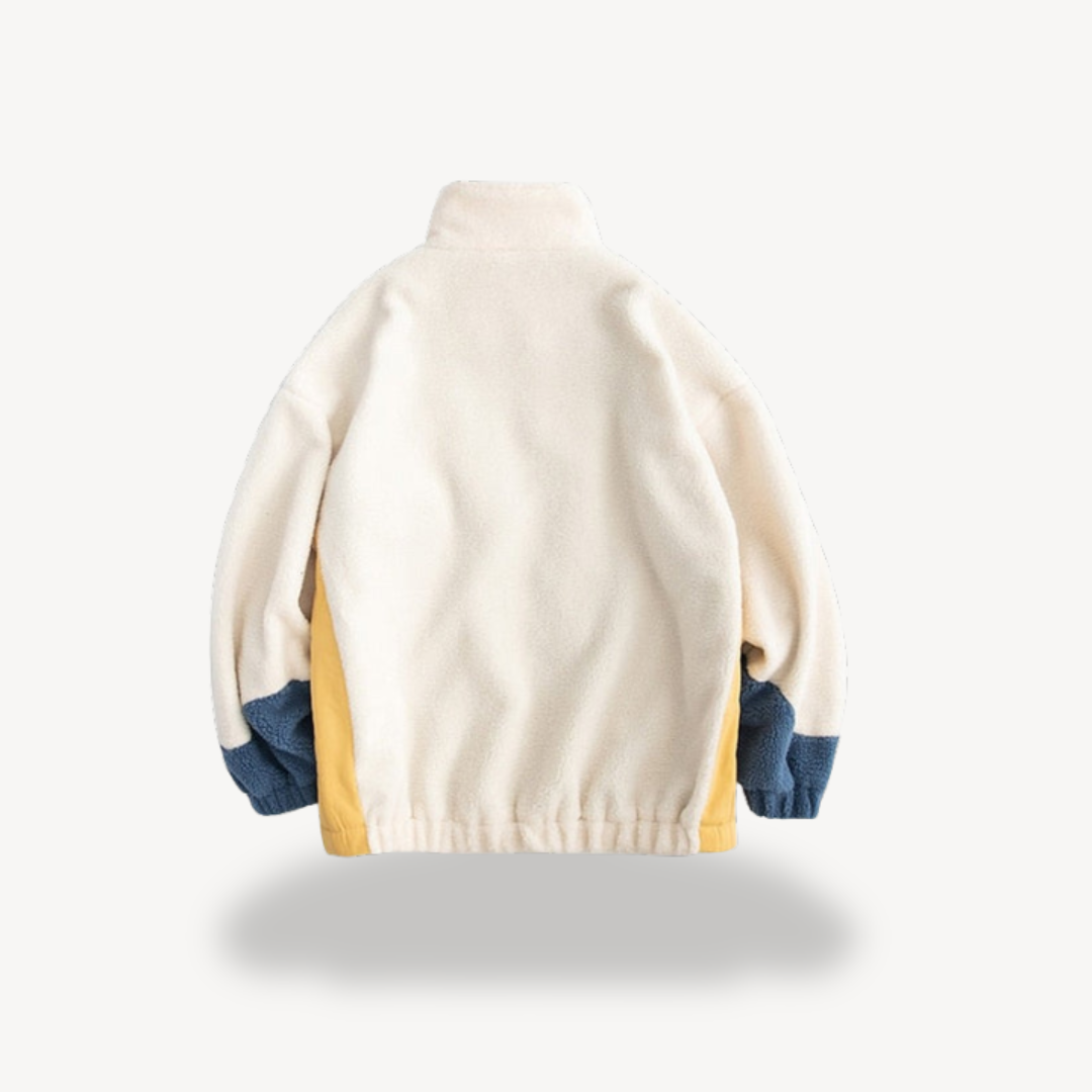 Mens Fleece Zip-Up Jacket Colorblock Design