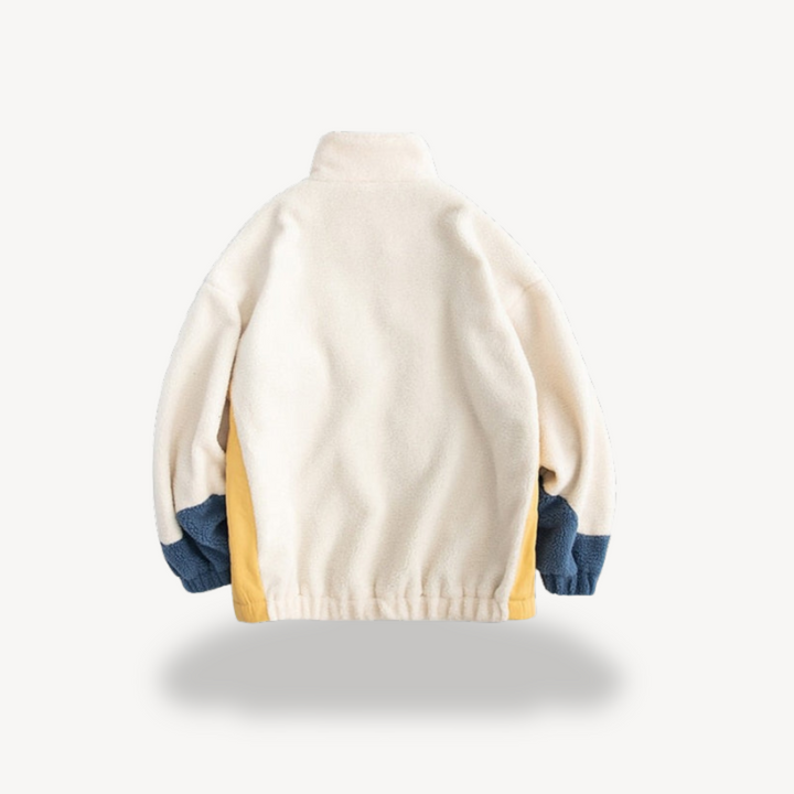 Mens Fleece Zip-Up Jacket Colorblock Design