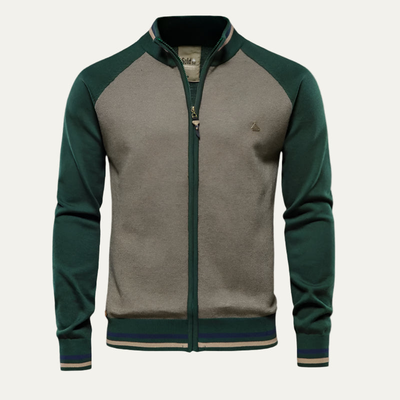 Mens Full Zip Jacket Raglan Sleeve Color Block - BritishMode