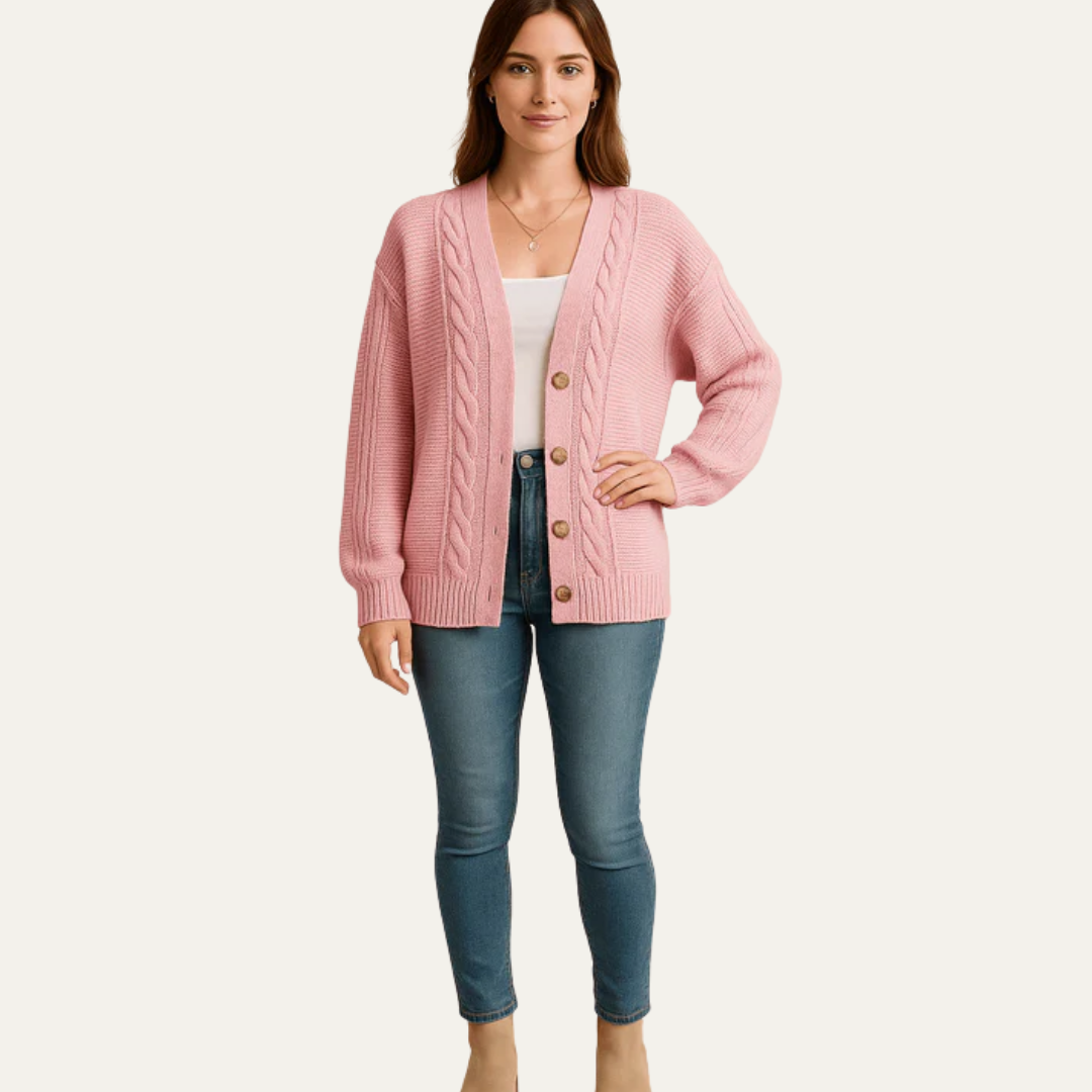 Womens Cable Knit Cardigan Cozy Fit
