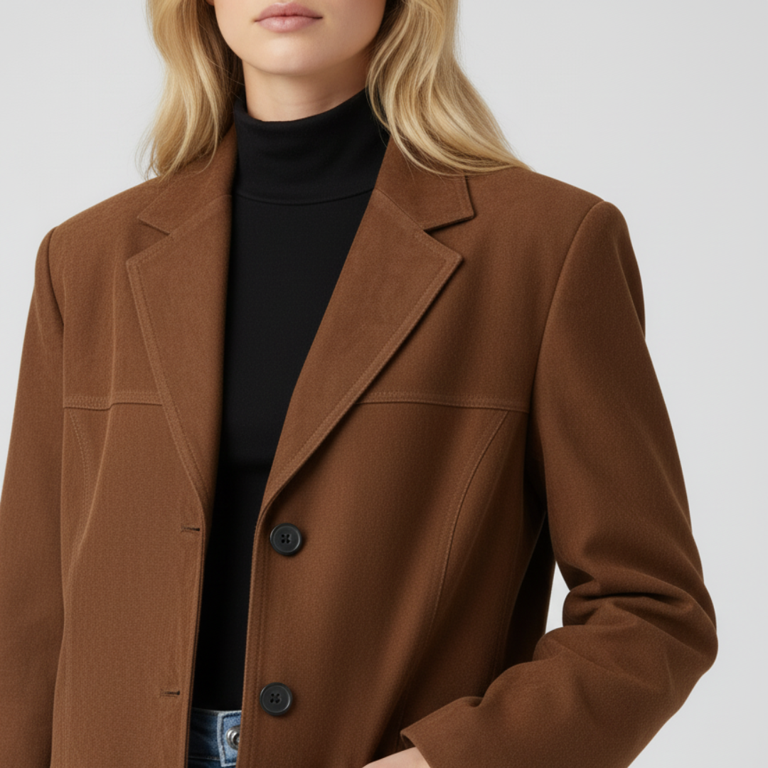 Womens Oversized Autumn Jacket Button-Up with Pockets