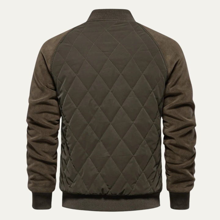 Mens Quilted Bomber Jacket Patchwork Casual Winter