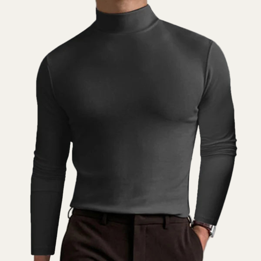 Men’s Solid Mock Turtleneck Long Sleeve Shirt