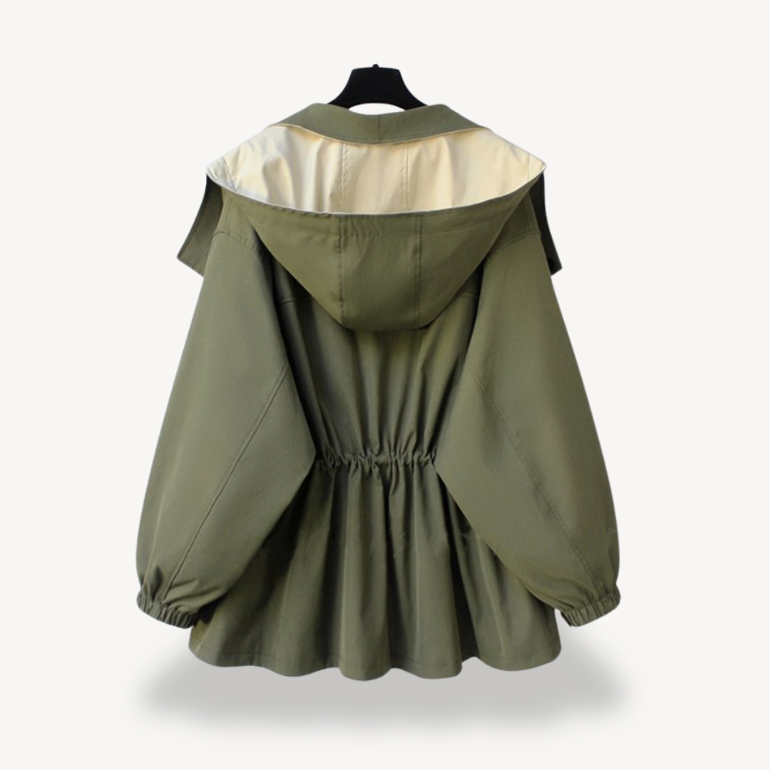 Womens Trench Coat Colorblock Design Classic Fit