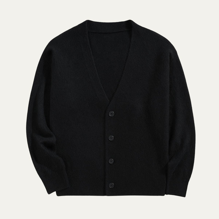 Mens Cashmere Knit Cardigan V-Neck Button Front - BritishMode