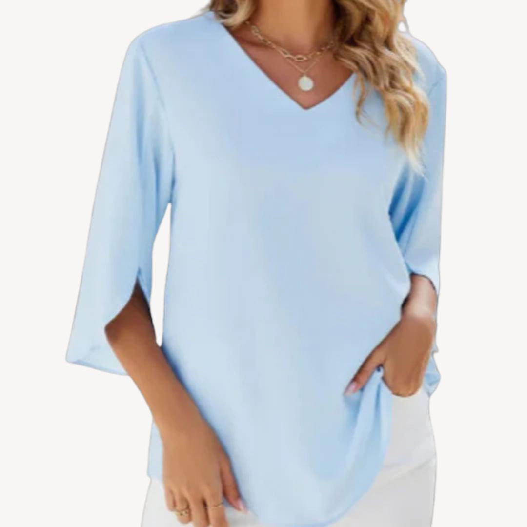 Womens V-Neck Blouse with Dolman Sleeve