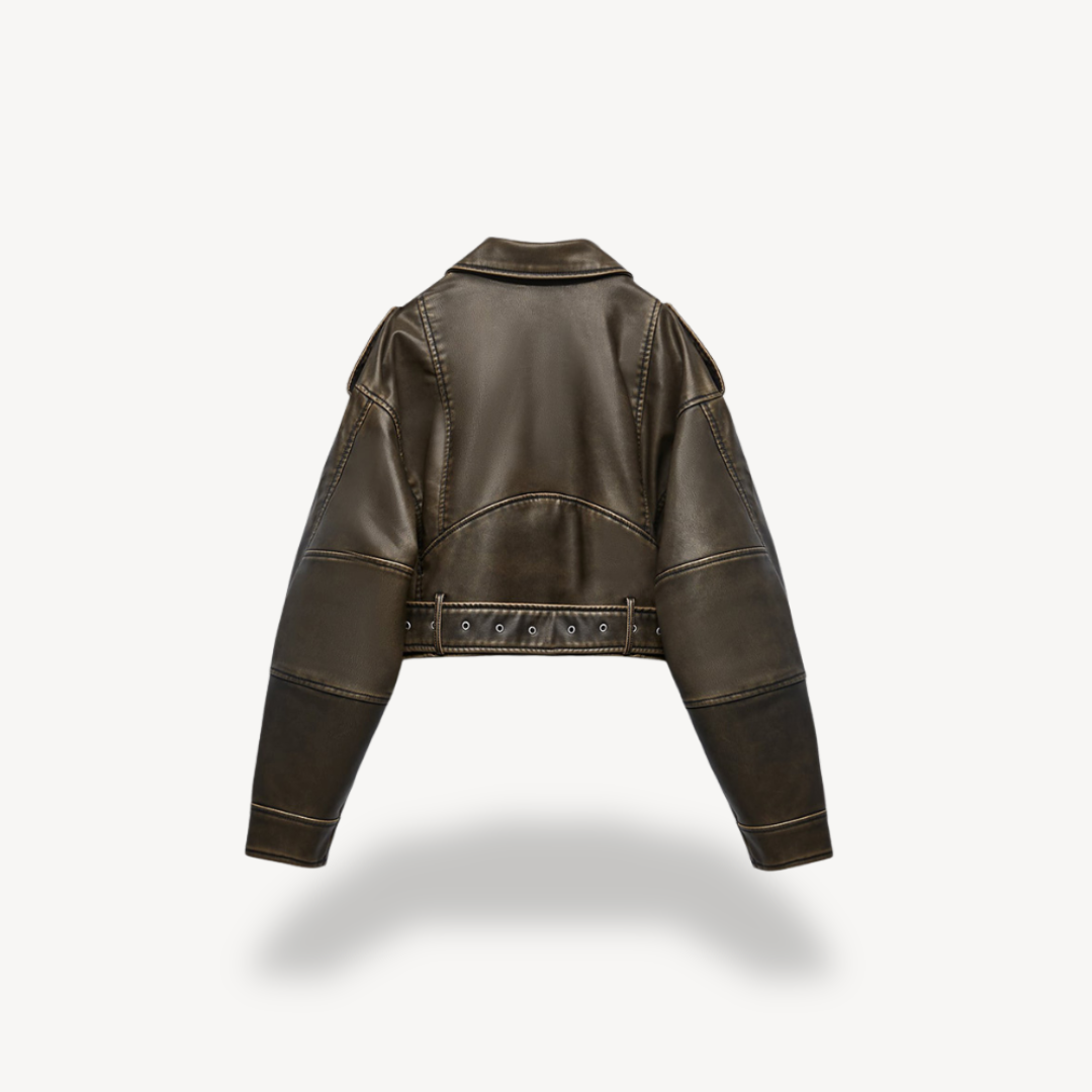 Womens Leather Biker Jacket Slim Fit