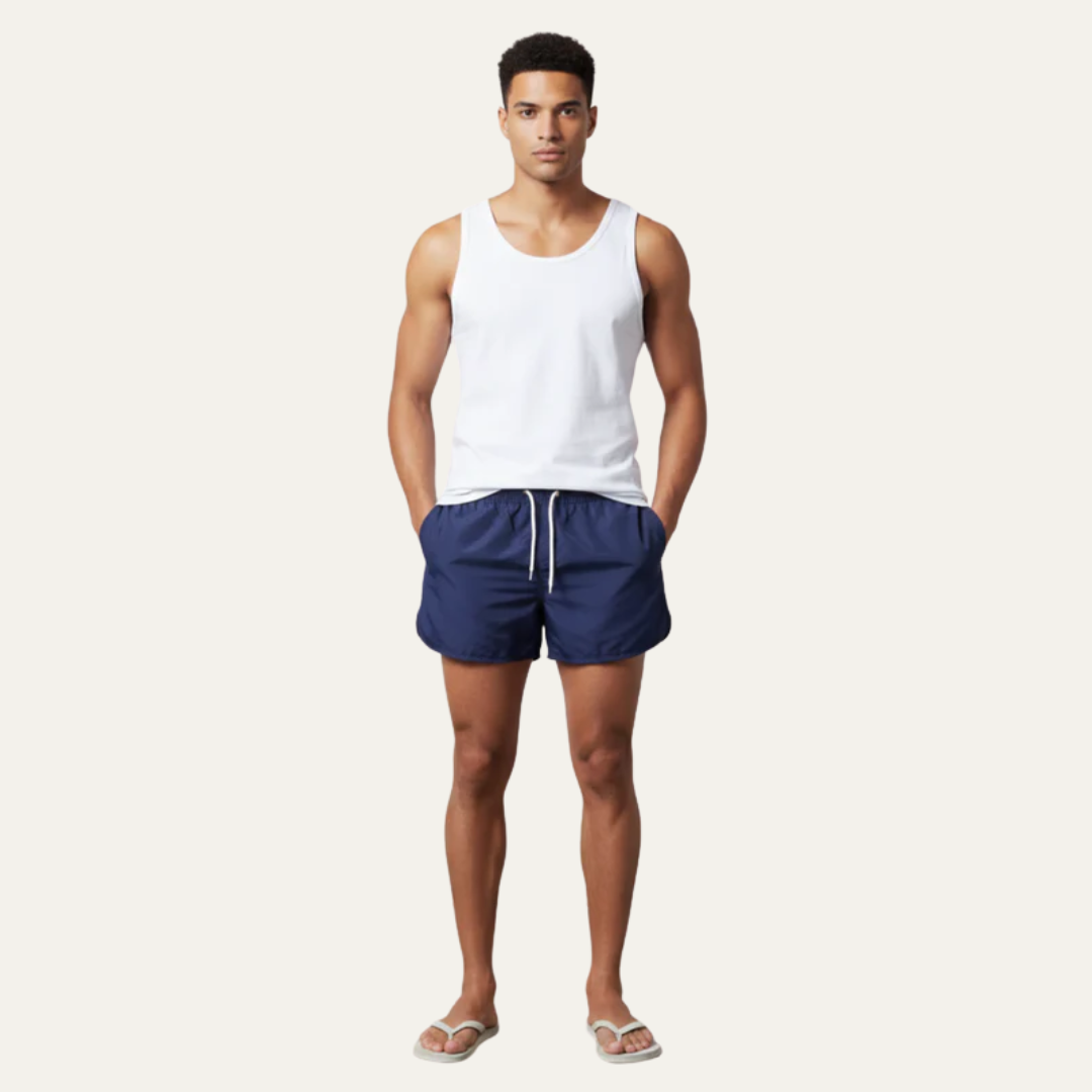 Mens Swim Trunks Quick-Dry Rounded Hem
