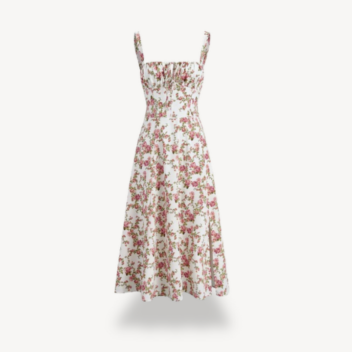 Womens Midi Dress Floral Split Fit - BritishMode