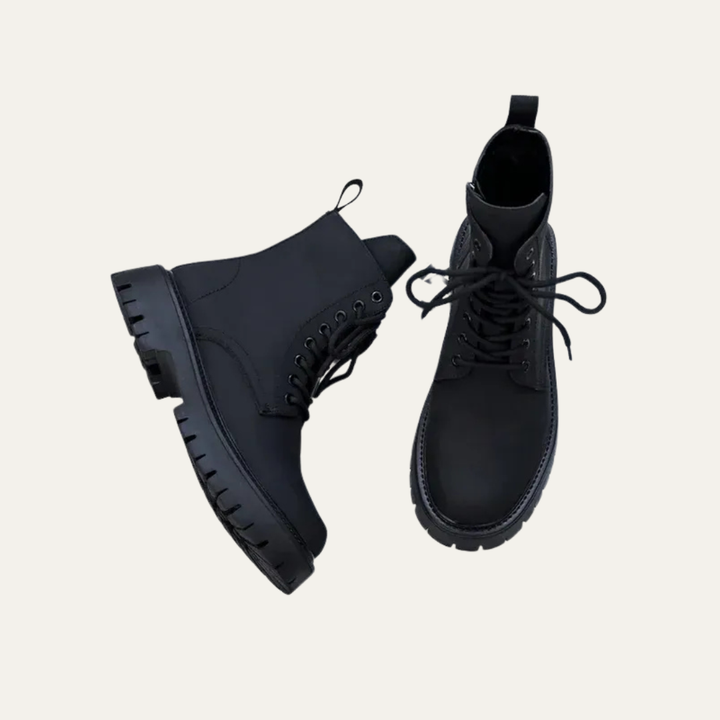 Mens Combat Ankle Boots High Shine Cap Toe
