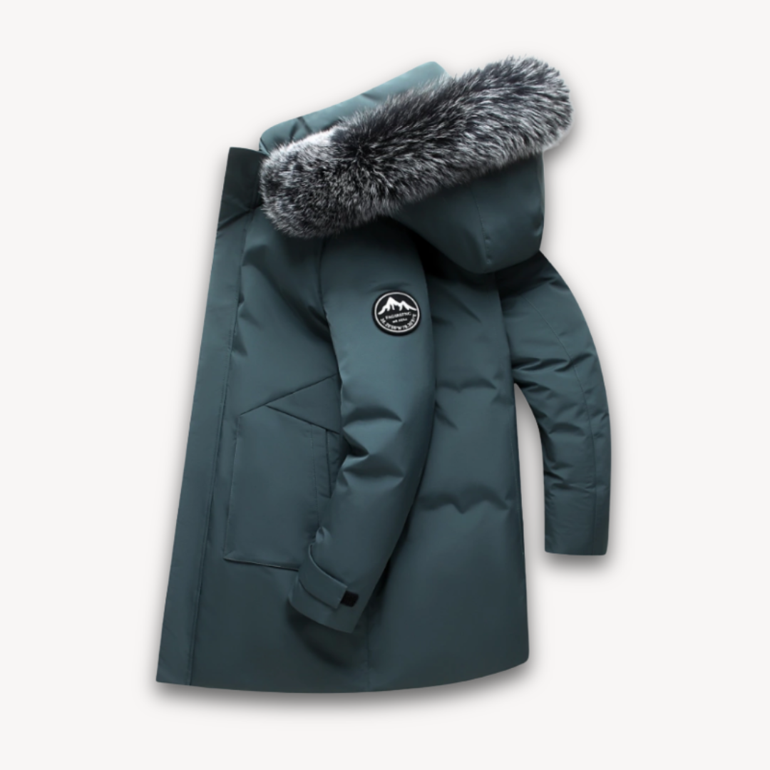 Mens Waterproof Parka Coat with Faux Fur Hood