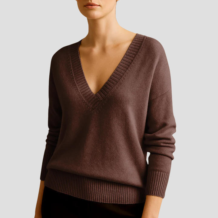 Womens Classic V-Neck Knit Sweater