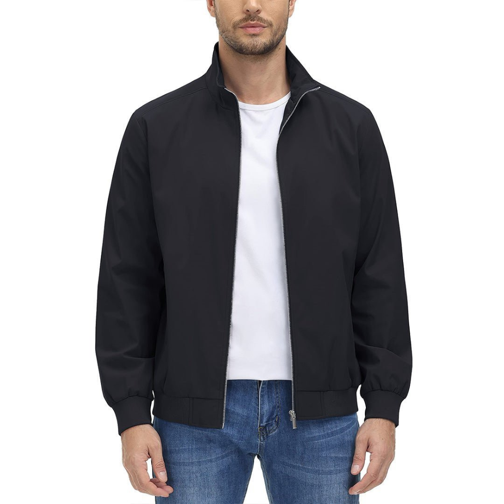 Mens Blouson Jacket Zip Front Minimalist Style