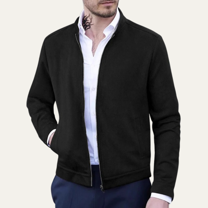 Mens Bomber Jacket Stand Collar Minimalist Style
