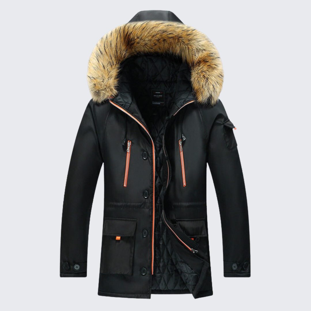 Mens Winter Parka Jacket Waterproof Faux Fur Hood