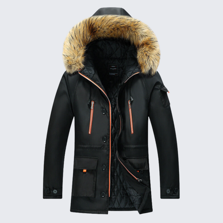 Mens Winter Parka Jacket Waterproof Faux Fur Hood