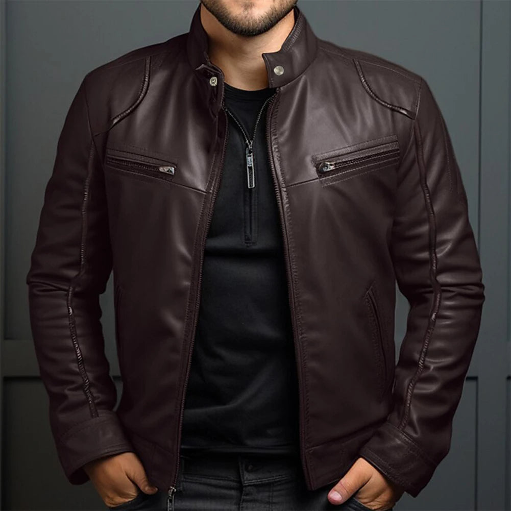Mens Motorcycle Jacket Vintage Style Comfortable Fit