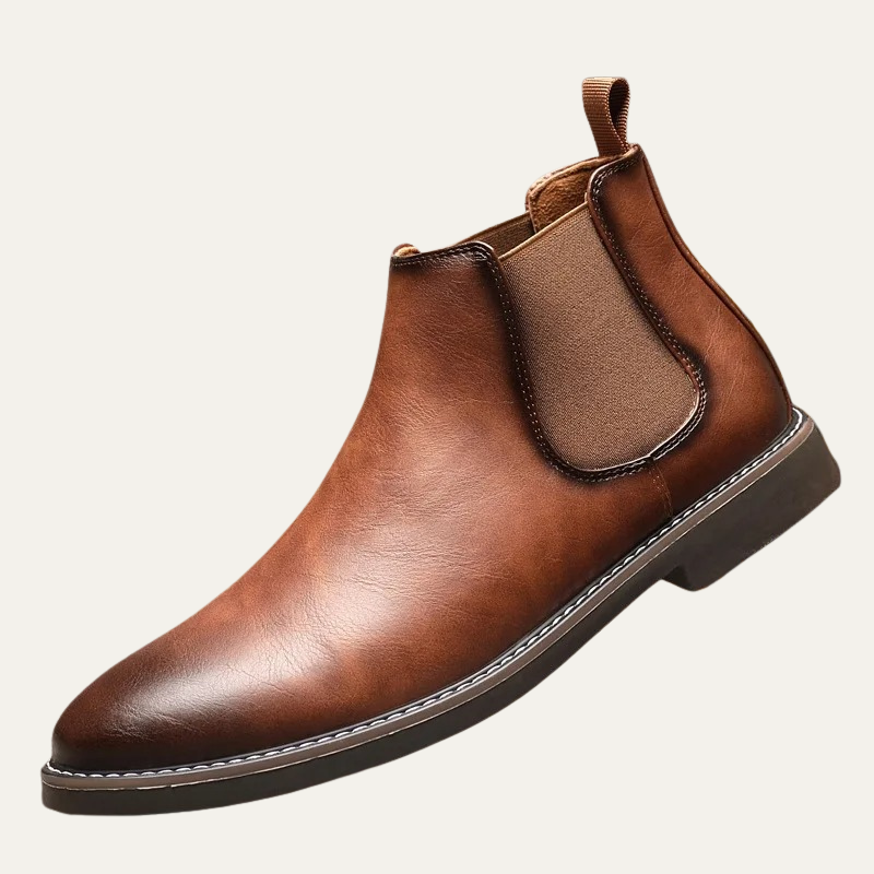 Mens Casual Leather Slip-On Chelsea Boots - BritishMode