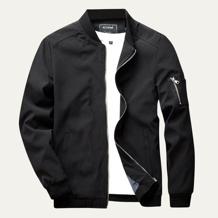 Mens Bomber Jacket Casual Fit Sleeve Zip Pocket