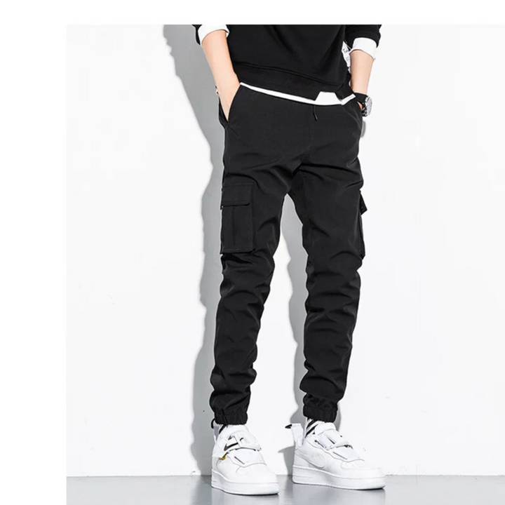Mens Cargo Pants Relaxed Fit Elastic Waist Extra Pockets