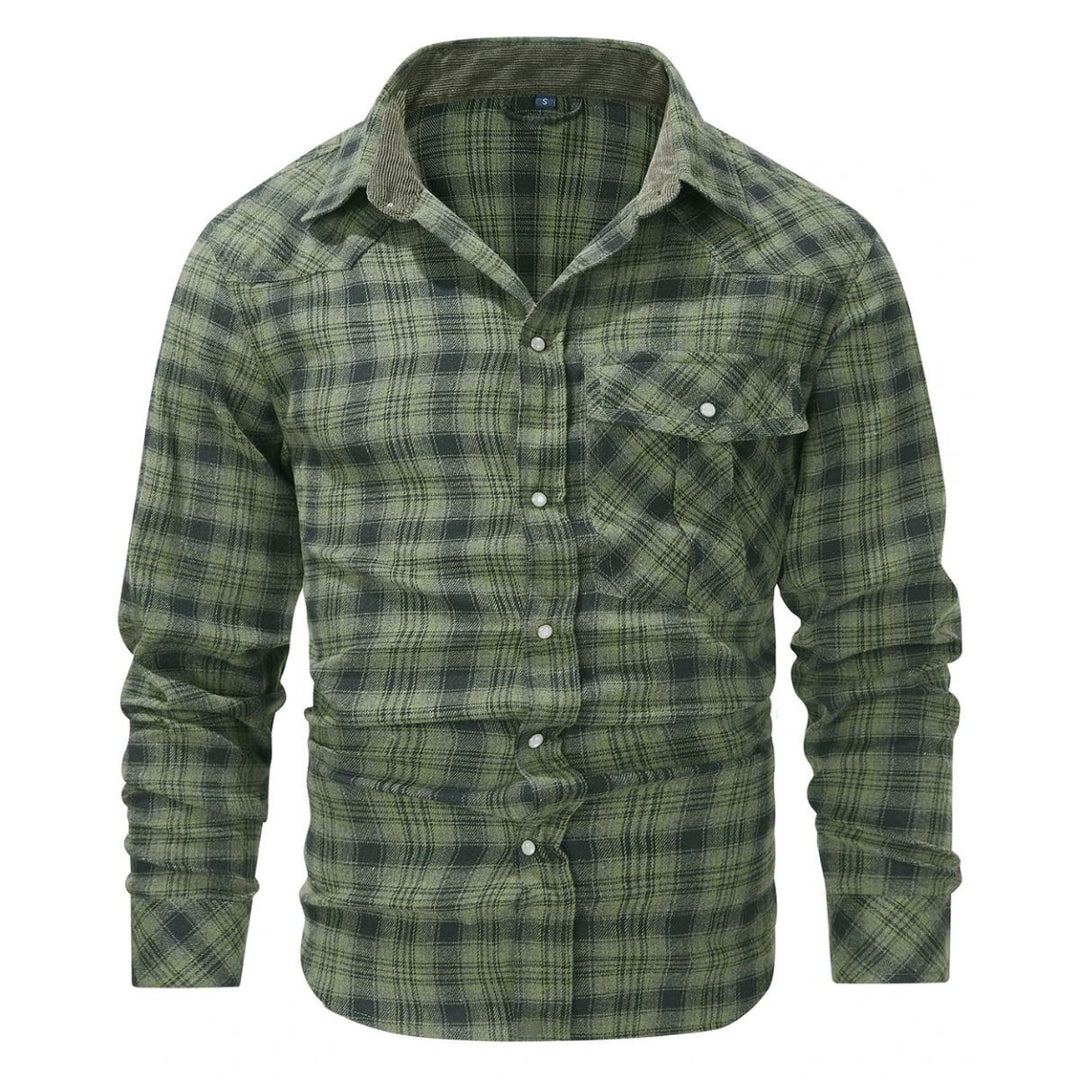 Mens Checked Shirt Cotton Long Sleeve Regular Fit - BritishMode